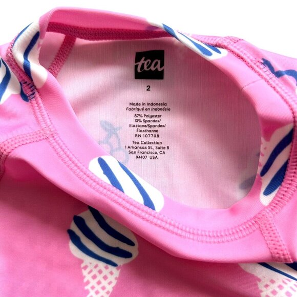 NWT Tea Collection Pink Soft Serve Ice Cream Cones SS Rashguard Girls Size 2 - Picture 3 of 5